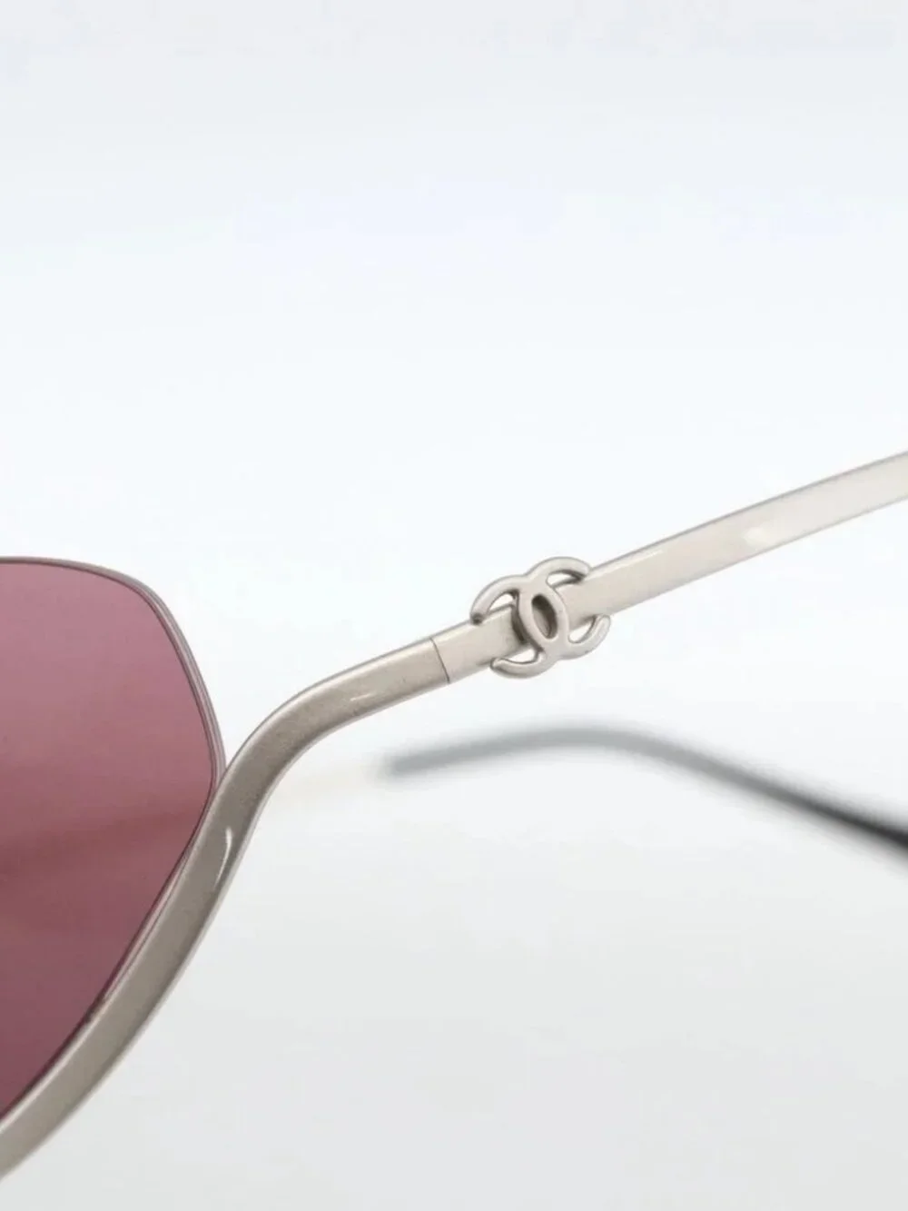 CHANEL COCO Mark Sunglasses metal Silver tone 4004 CC Auth BAZ737